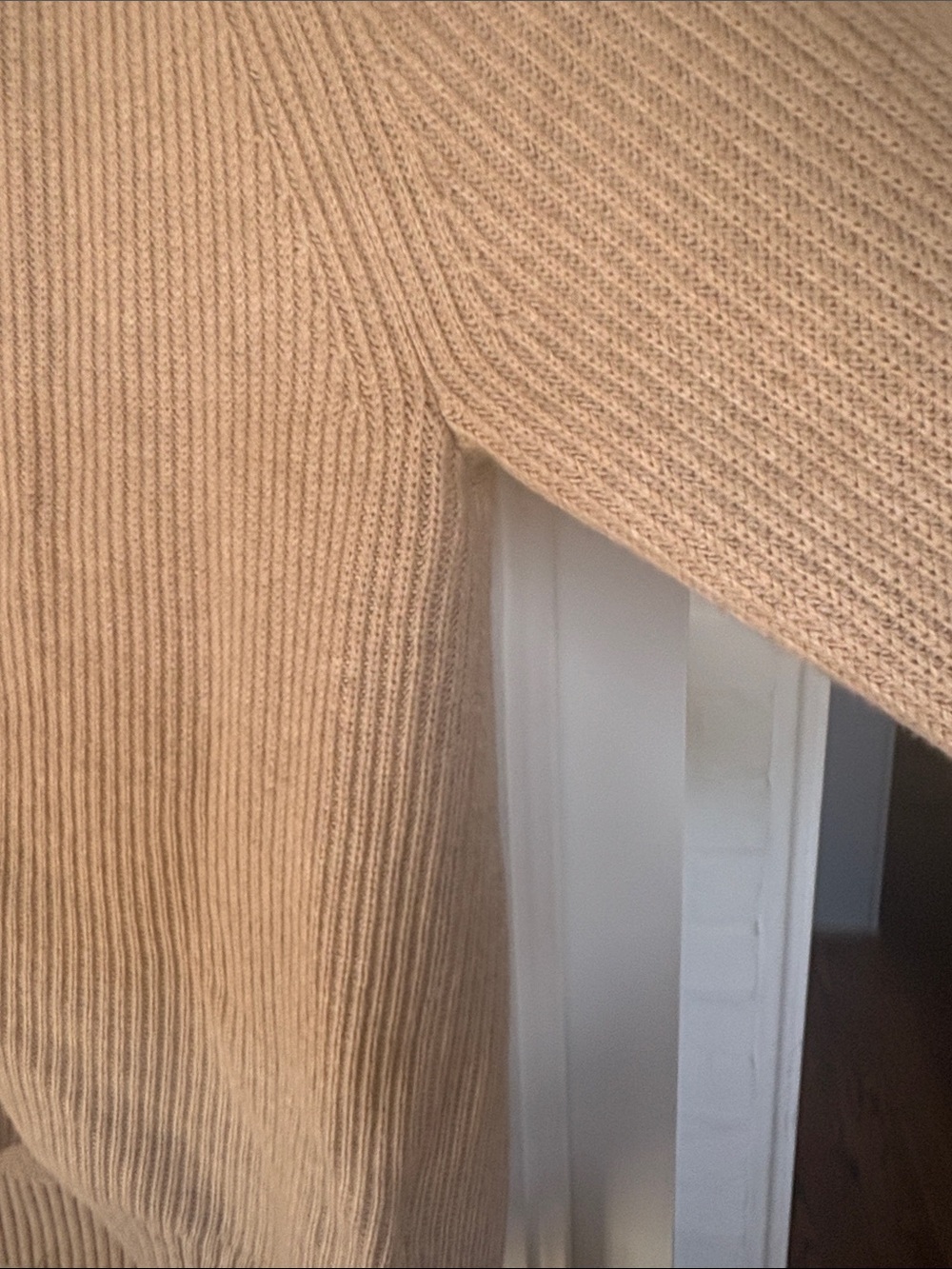 J. Crew Beige Ribbed V-Neck Button-Front Cardigan Size Medium - Picture 5 of 11